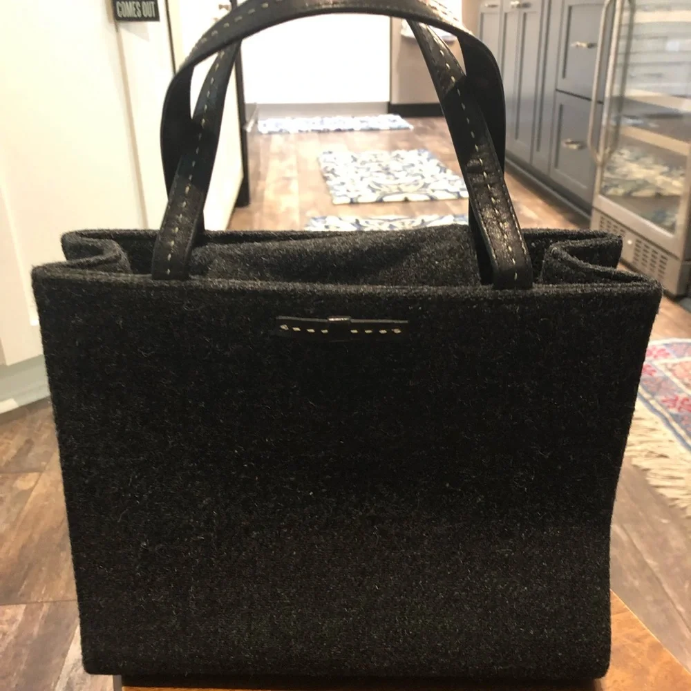 kate spade Black Wool Felt bag with Leather Handles